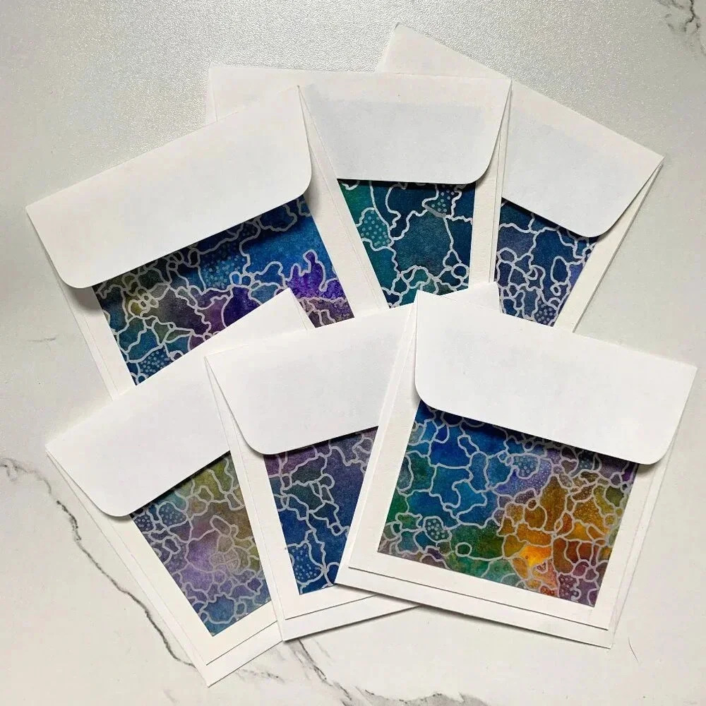 Original Handmade Abstract Watercolor Card Set - 6 Unique Blank Note Cards OOAK
